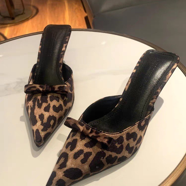 Ethnic Fashion For Women - kadın leopar desenli sivri uçlu yüksek