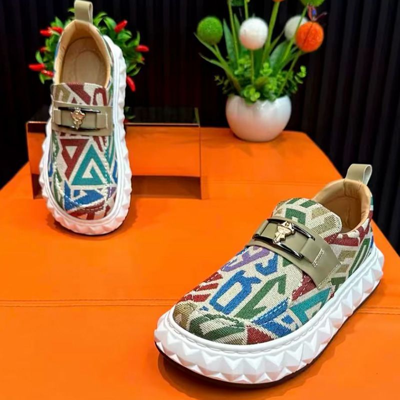 Ethnic Fashion Walk - Erkek Etnik Desenli Ayakkabılar, Kalın Tabanlı