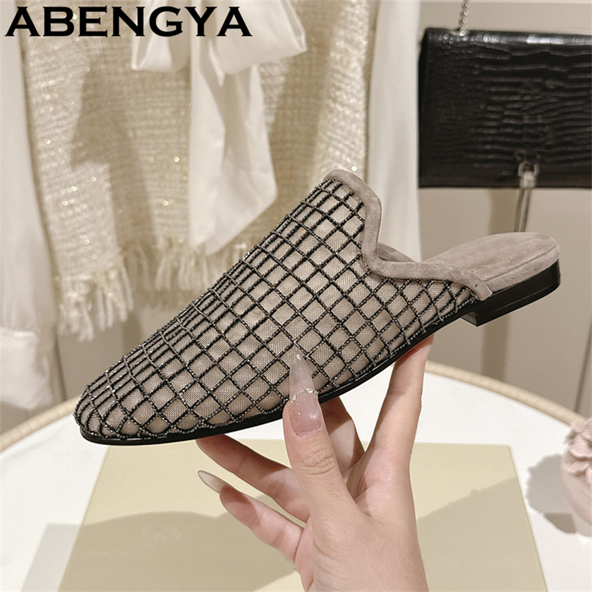 Ethnic Fashion For Women - Parlak Dantel Fileli Yuvarlak Burunlu Düz