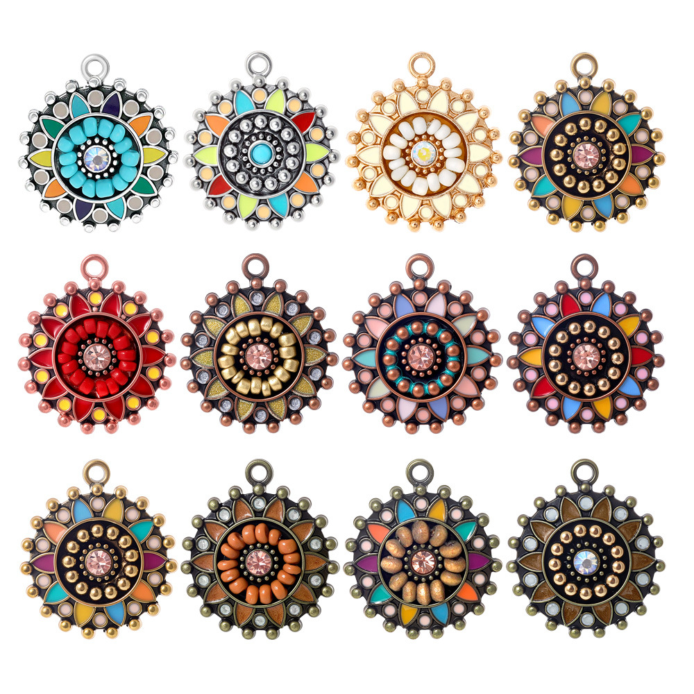 Ethnic Fashion Accessories - Vintage Bohemia Etnik Emaye Yuvarlak Takılar