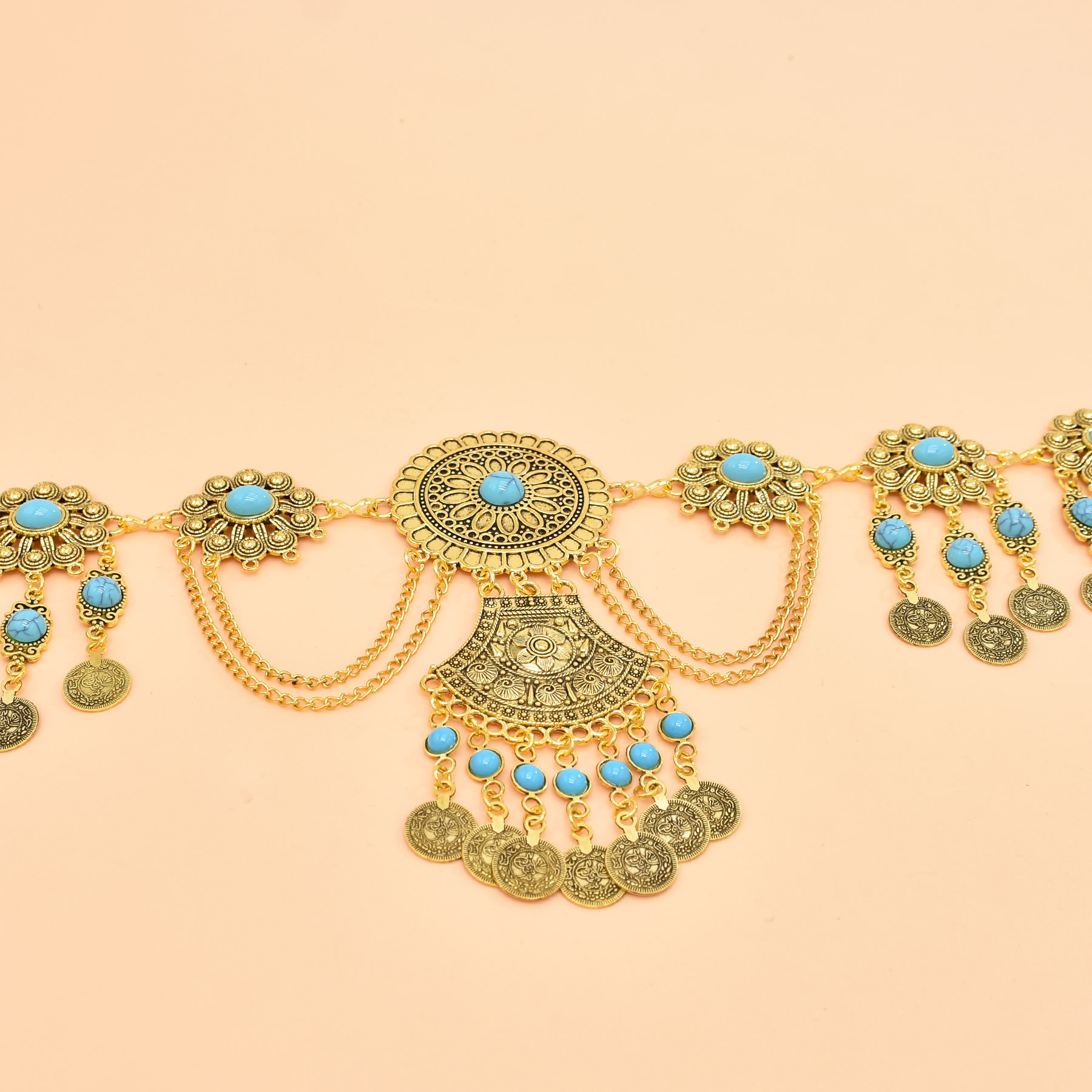 Retro geometrik oyma bel zinci - Ethnic Fashion Accessories incelemesi ve fiyatı