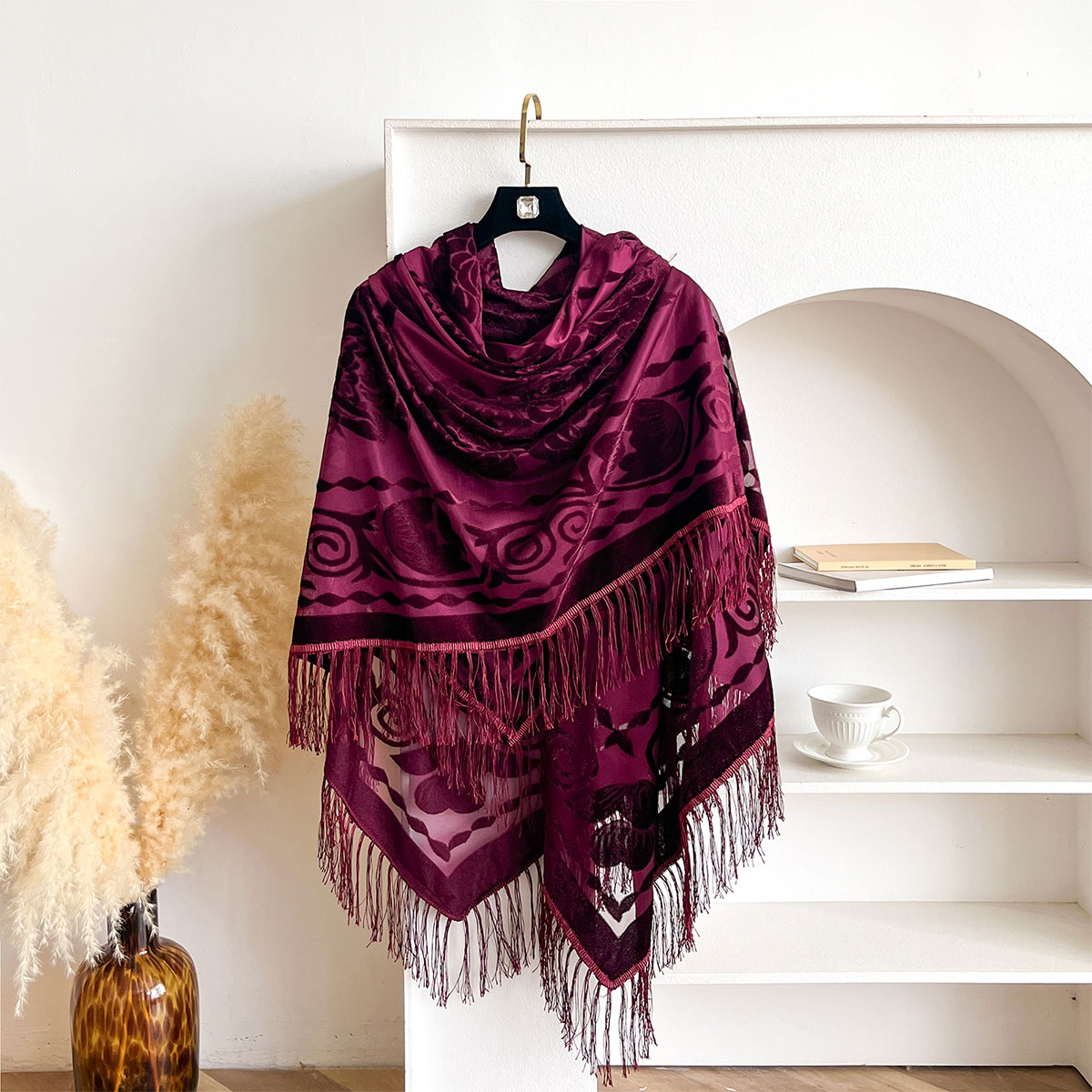 Retro Kadife Püskül Eşarp Çiçe - Ethnic Fashion Accessories incelemesi ve fiyatı